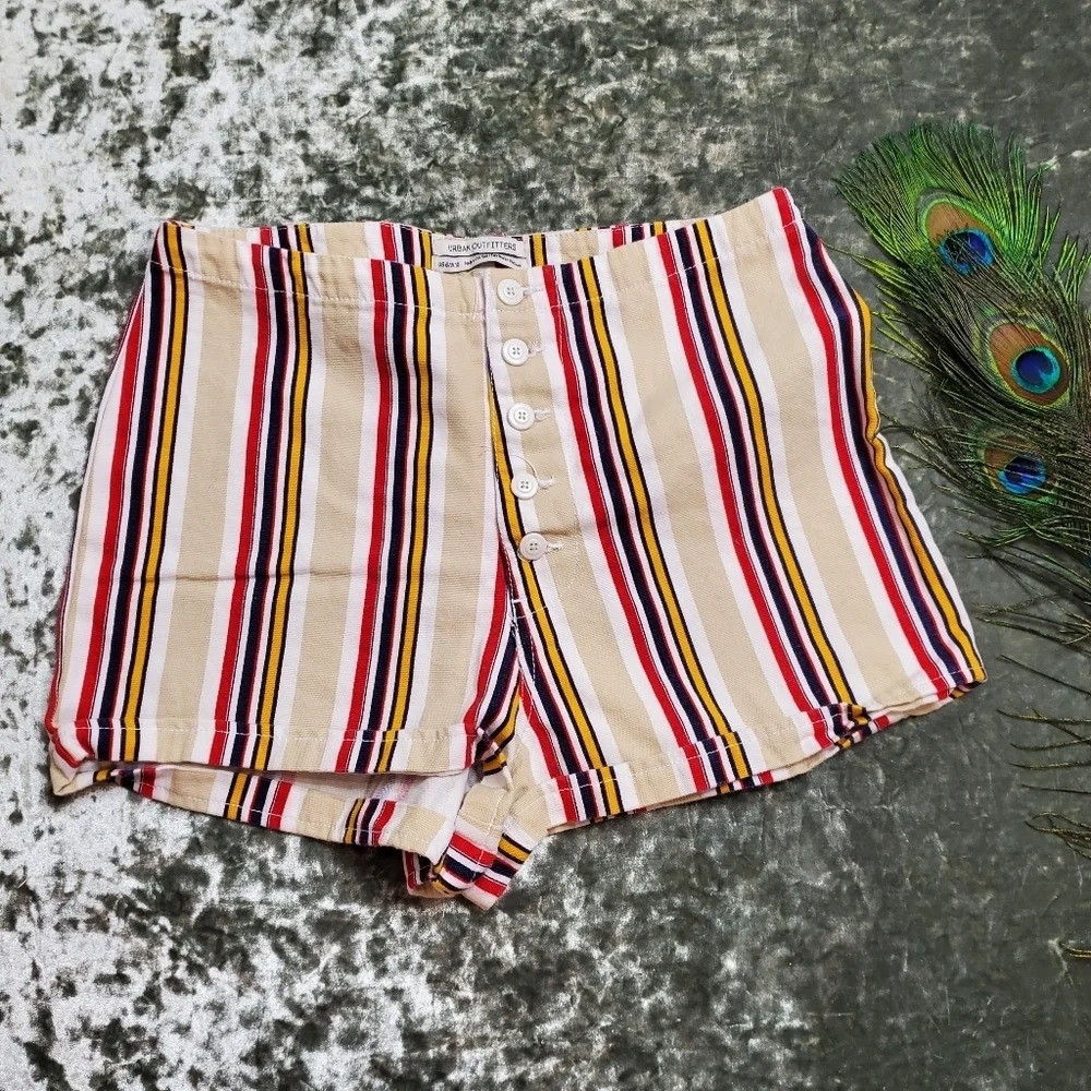 Urban Outfitters Molly Striped Denim Button-Fly Short